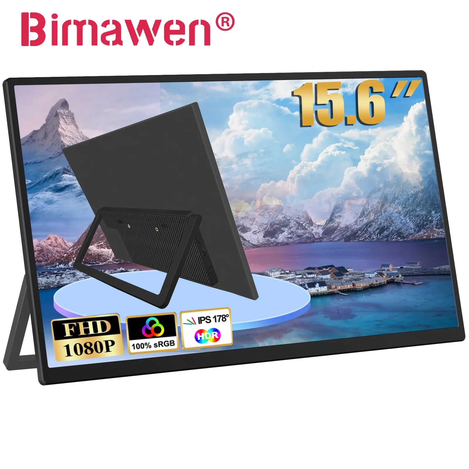 Bimawen ޴ , FHD 1080P IPS, 180   , Ʈ PC ޴ PS5/4 Xbox ġ  , 15.6 ġ